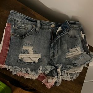 American Flag Jean Shorts